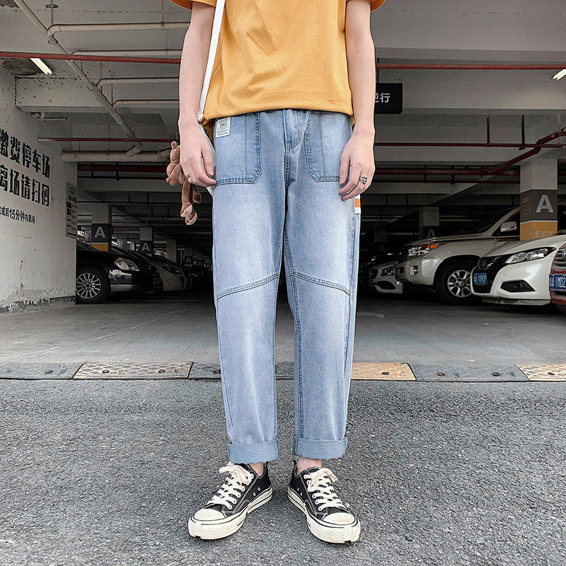 Men's Jeans Large Size Retro Sports Trousers Casual Pants Baggy Straight Trousers Men Jeans