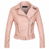 Hot Pink Motorcycle Jacket Spring and Autumn Locomotive Washed PU Leather Coat