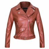Hot Pink Motorcycle Jacket Spring and Autumn Locomotive Washed PU Leather Coat