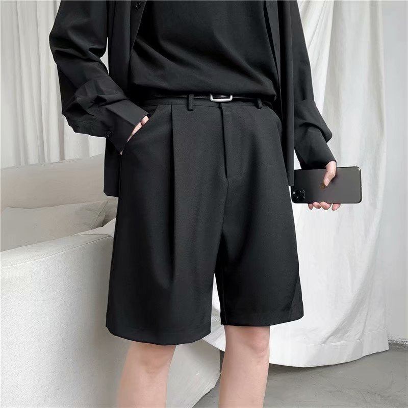 Men Bermuda Shorts Suit Pants Men Trendy Suit Shorts Youth Loose Student Pants Men