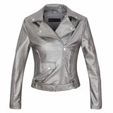 Hot Pink Motorcycle Jacket Spring and Autumn Locomotive Washed PU Leather Coat