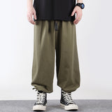 Men's Solid Color Drawstring Jogger Pants I plus Size Retro Sports Hip Hop Hiphop Trend Loose Drooping Wide Leg Pants Men Pants