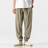Linen Pants Straight Leg Pants Drawstring Lightweight Elastic Beach Pants Men's plus Size Solid Color Loose Trousers