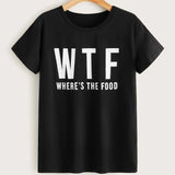 WTF Shirt WTF Letter Print Comfortable round Neck Loose T-shirt Top for Women