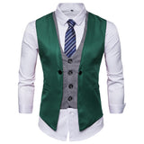 Mens Dress Vests Business Waistcoat Fall Color-Blocking Men's plus Size Casual Vest Coat