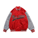 Varsity Baseball Jacket for Men Reflective Letter Baseball Uniform Jacket Hip Hop Men's Color Matching Sleeve Stitching Jacket