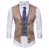 Mens Dress Vests Business Waistcoat Fall Color-Blocking Men's plus Size Casual Vest Coat