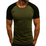 Slim Fit Muscle Gym Men T Shirt Men Rugged Style Workout Tee Tops Four Seasons Men Casual Sports T-shirt Slim Fit Fashion Colorblock Fashion Men's T-shirt