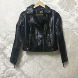 80's Leather Jacket Spring and Autumn Women's New Women's Short Slim-Fitting Biker Women's Leather Jacket