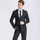 Mens Black Suit Men's Suit Business Casual Two-Piece Set Bridegroom Wedding British Dress Men
