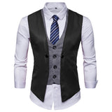 Mens Dress Vests Business Waistcoat Fall Color-Blocking Men's plus Size Casual Vest Coat