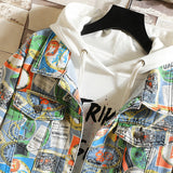 Graffiti Denim Jacket Autumn Graffiti Camouflage Denim Jacket Jacket