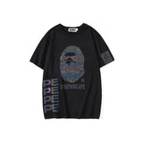 A Ape Print T Shirt Summer Reflective Color T-shirt Short Sleeve