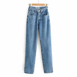 100 Cotton Jeans Women's Split Mop Jeans Women's High Waist Loose Straight Trousers