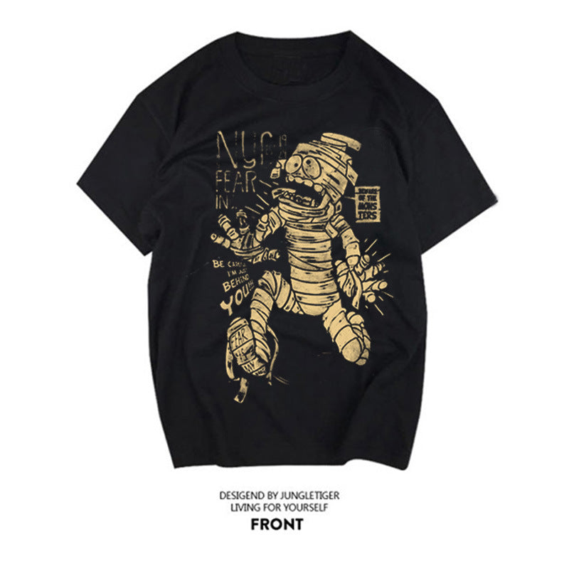 The Walking Dead Clothes Cotton Short-Sleeved T-shirt Cartoon Unique Anime Print Men's Casual Short-Sleeved T-shirt