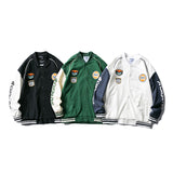 Autumn Baggy Casual Jacket Colorblock Baseball Uniform Cardigan Coat plus Size Loose Men's Clothing Men Baseball Uniform