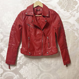 80's Leather Jacket Spring and Autumn Women's New Women's Short Slim-Fitting Biker Women's Leather Jacket