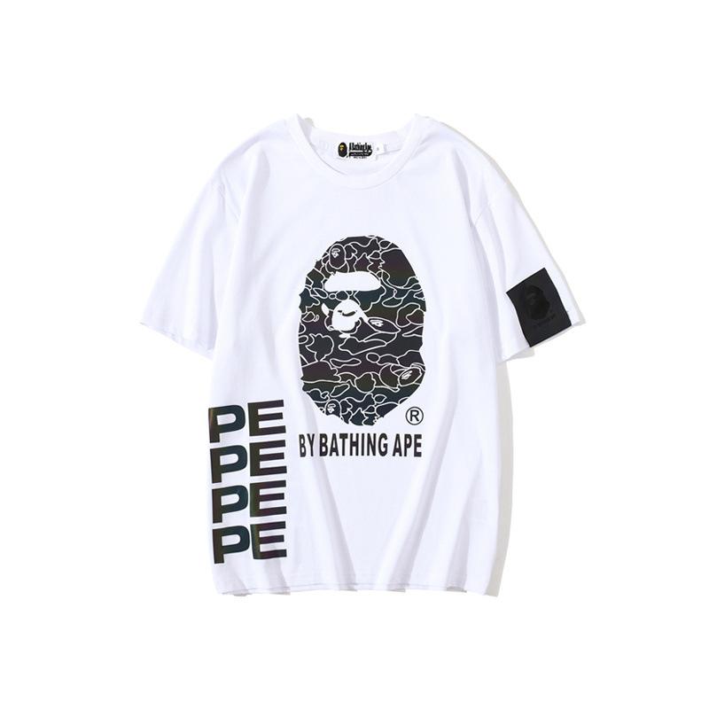 A Ape Print T Shirt Summer Reflective Color T-shirt Short Sleeve