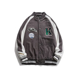 Varsity Jacket For Men Baseball Jackets Fall Jacket Contrast Color Loose Casual Jacket Men