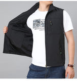 Men's Golf Vest Sports Slim Jacket Men's Sport Leisure Vest Multi-Pocket Vest Men's Vest