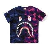 A Ape Print for Kids T Shirt Children's T-shirt Camouflage Stitching Shark Short Sleeve