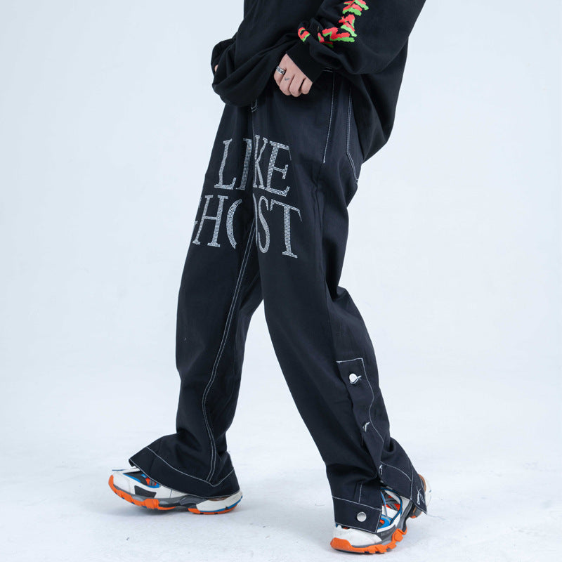 Solid Color Jeans Men's plus Size Retro Sports Trousers Straight Pants Loose-Fitting Wide-Leg Trousers Men Denim Pants