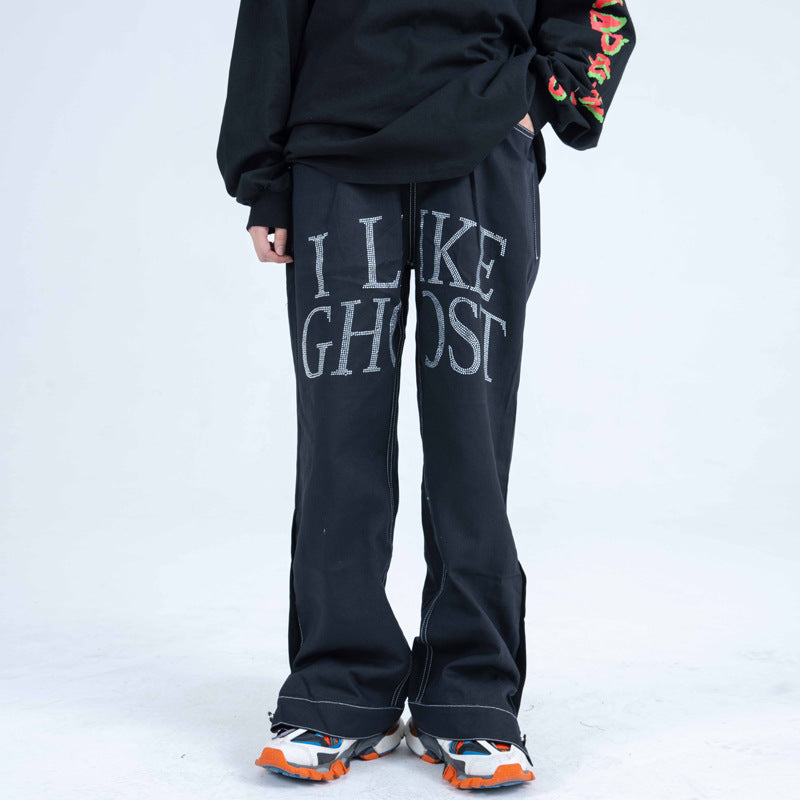 Solid Color Jeans Men's plus Size Retro Sports Trousers Straight Pants Loose-Fitting Wide-Leg Trousers Men Denim Pants