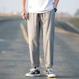 Linen Pants Straight Leg Pants Drawstring Lightweight Elastic Beach Pants Summer Men's Pants Straight Casual