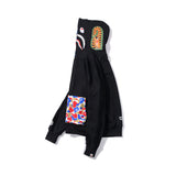 Shark Print Shark Head Color Matching Camouflage Kangaroo Pocket Sweatshirt Youth Popularity Cardigan Hoodie