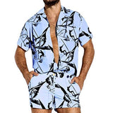 Summer Men's Printed Short-Sleeved Shorts Jumpsuit Large Size Fashion Casual Wear Men Shirt
