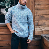 Mens Chunky Knit Men Sweaters Autumn and Winter Sweater Men's Turtleneck