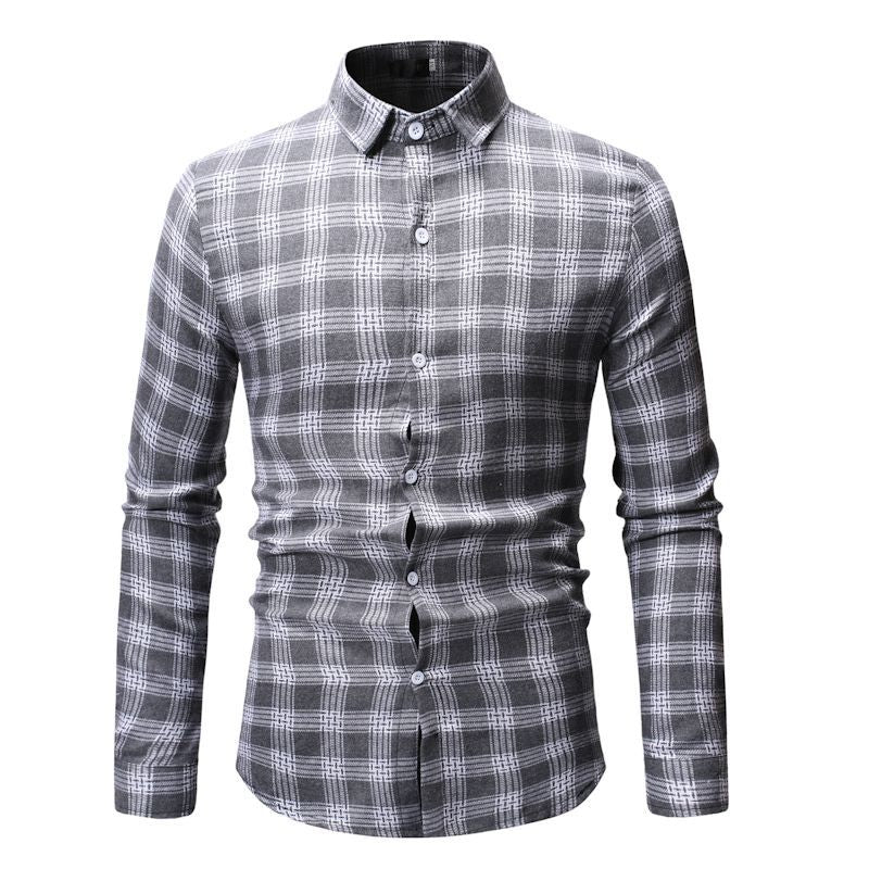 Men's Plaid Long Sleeve Youth Fashion Trends Casual plus Size Retro Sports Men Shirt