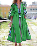 Red Peasant Dress Autumn and Winter Dress A- Line Digital Printing Burning Flower Dress