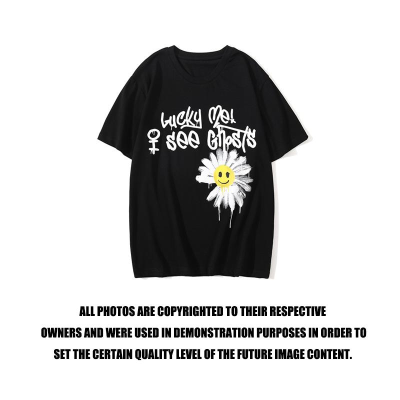 A Ape Print T Shirt Cartoon Graffiti Little Daisy T-shirt Summer Printed Short Sleeve