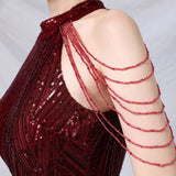 Flapper Dress Banquet Elegant Long Halter Set Diamond Sequined Aura Queen Fishtail Evening Gown
