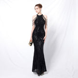 Flapper Dress Banquet Elegant Long Halter Set Diamond Sequined Aura Queen Fishtail Evening Gown