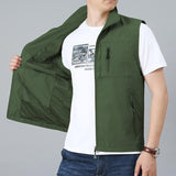 Men's Golf Vest Sports Slim Jacket Men's Sport Leisure Vest Multi-Pocket Vest Men's Vest