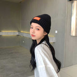 Women Beanies Thickened Knitted Hat Female Autumn and Winter Leisure Labeling Woolen Cap