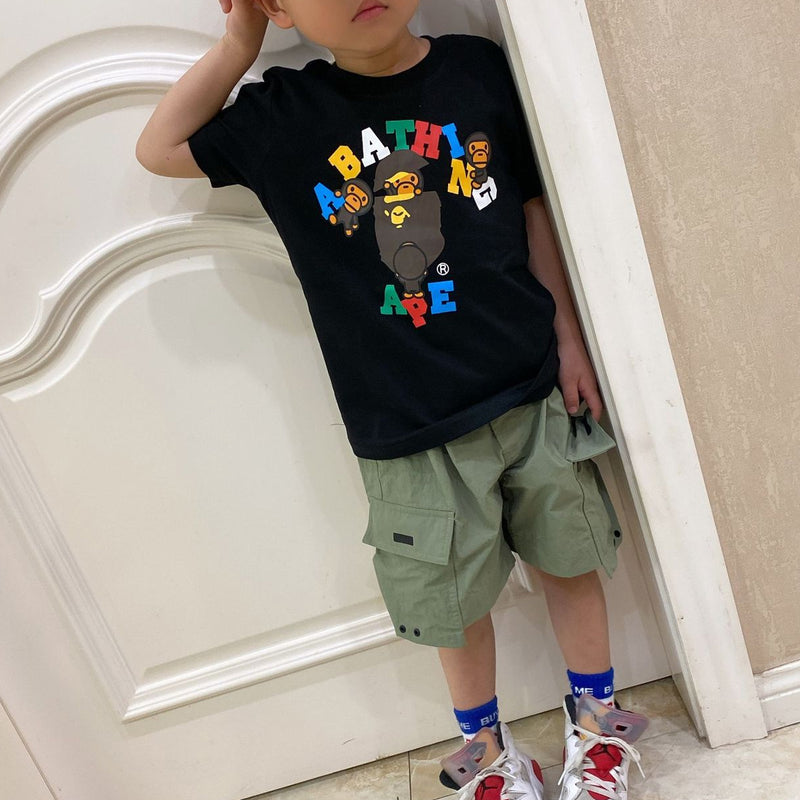 A Ape Print for Kids T Shirt Summer Print Small and Older Children's Short Sleeve T-shirt Children's Clothing