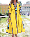 Red Peasant Dress Autumn and Winter Dress A- Line Digital Printing Burning Flower Dress