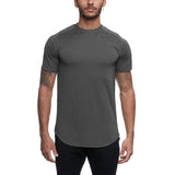 Slim Fit Muscle Gym Men T Shirt Men Rugged Style Workout Tee Tops Crew Neck Sport Fitness T-shirt Men Training Casual Solid Color Short Sleeve