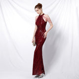 Flapper Dress Banquet Elegant Long Halter Set Diamond Sequined Aura Queen Fishtail Evening Gown