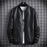 Two Tone Leather Jacket Autumn and Winter Fleece-Lined Men's Leather Jacket Slim Baseball Color Matching Leather Coat