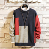 Winter Men's round Neck Loose Color Matching Pullover Sweater Fashion Trendy Casual Sweater Men Pullover Sweaters