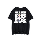 A Ape Print T Shirt Summer Short Sleeve Letter Print Round Neck Pullover T-shirt