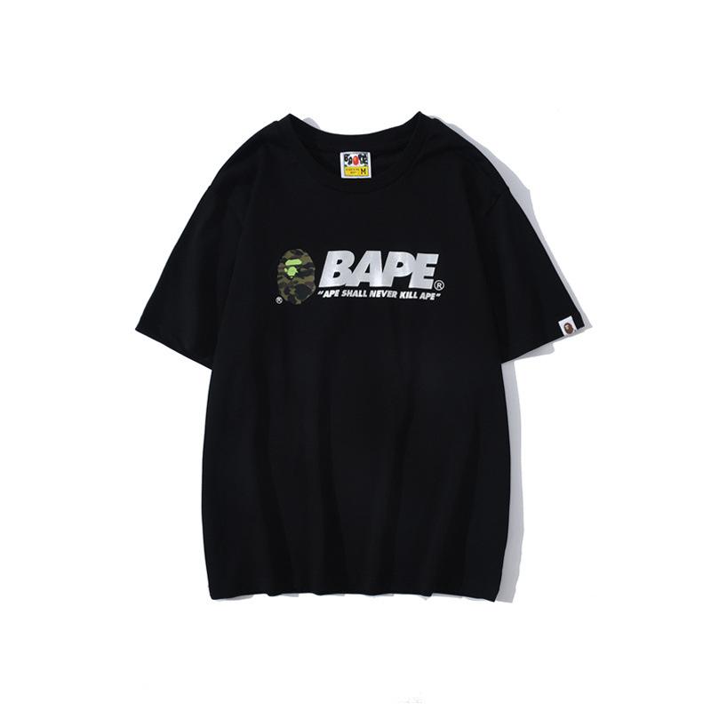 A Ape Print T Shirt Summer Short Sleeve Letter Print Round Neck Pullover T-shirt