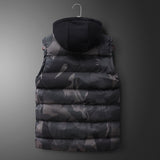 Men's Vest Casual Sleeveless Jacket Men Jacket plus Size Men's Camouflage Hooded Cotton-Padded Coat