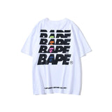 A Ape Print T Shirt Summer Short Sleeve Letter Print Round Neck Pullover T-shirt