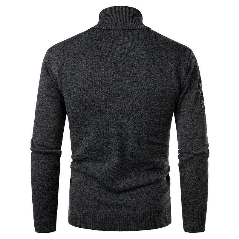 Men's Turtleneck Pullover Embroidered Knitwear Sweater plus Size Casual Bottoming Shirt Men Pullover Sweaters