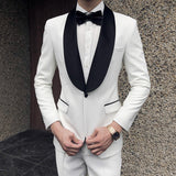 Men Tuxedo the Gooomsman Suit Autumn Men White Suit Evening Dress Groom Wedding Party Slim Fit